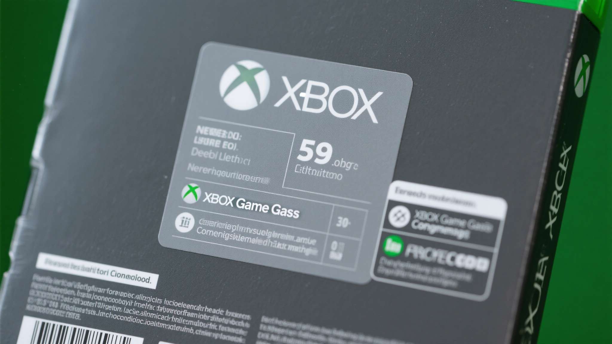 这类灰色标签通常印制在Xbox实体游戏盒装的正面或背面，以统一的深灰色底色呈现，